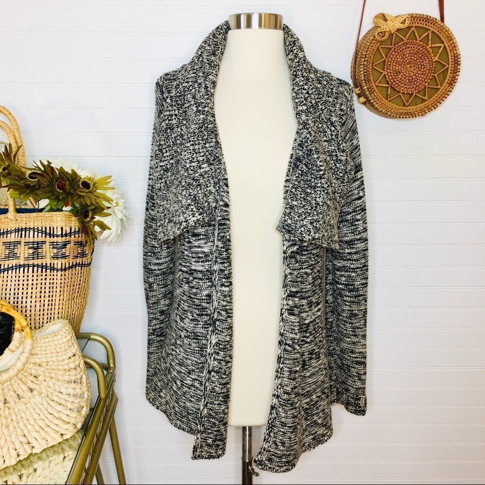 Dana Buchman Black White Oversized Chunky Knit Cardigan Size XSmall Winter